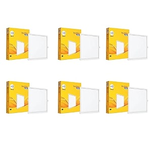 wipro garnet 6w square led wave infinity panel  warm white light 2700k  rimless panel with ultra-slim design  recessed down light for false ceiling  cutout - 100x100mm  pack of6
