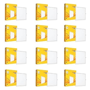 wipro garnet 6w square led wave infinity panel  cool white light 6500k  rimless panel with ultra-slim design  recessed down light for false ceiling  cutout - 100x100mm  pack of 12
