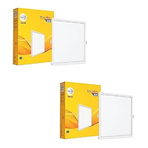 wipro garnet 6w square led wave infinity panel  warm white light 2700k  rimless panel with ultra-slim design  recessed down light for false ceiling  cutout - 100x100mm  pack of 2