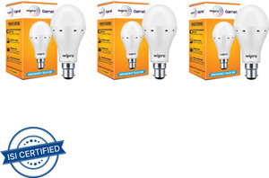 wipro garnet 9w inverter led pack of 3 4 hrs bulb emergency light