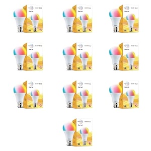 wipro ns9200 b22d wi-fi enabled smart led bulb for amazon alexa amp google assistant 9w white  pack of 10