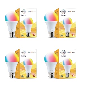 wipro ns9200 b22d wi-fi enabled smart led bulb for amazon alexa amp google assistant 9w white  pack of 4
