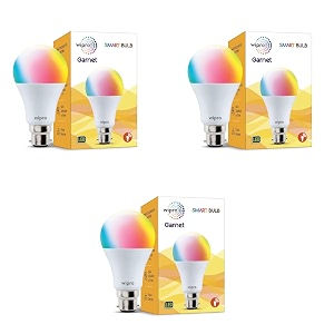 wipro ns9200 b22d wi-fi enabled smart led bulb for amazon alexa amp google assistant 9w white  pack of 3