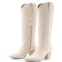 WIRALOMI Cowboy Boots for Women Knee High Western Chunky Heel