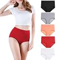wirarpa Women's Cotton Underwear High Waist Full Coverage Brief Panty Multipack