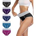 wirarpa Women's Cotton Underwear High Waist Full Coverage Brief Panty Multipack