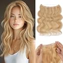 Wire Hair Extensions,Prokyvity Wire Hair Extensions Real Human Hair,Invisible Adjustable Clip ins Extensions for Seamless Blending 20 inch/70g Bleach Blonde-Tinged Gold Blonde