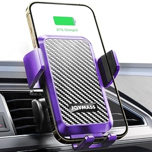 wireless car charger joymass 15w fast charging auto clamping car charger cell phone holder mount vent for iphone 15 14 13 12 mini pro max samsung galaxy s24 ultra s23 s22 s21 note 20 etc - purple