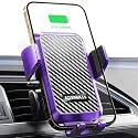 Wireless Car Charger, JOYMASS 15W Fast Charging Auto Clamping Car Charger Cell Phone Holder Mount Vent for iPhone 15 14 13 12 Mini Pro Max, Samsung Galaxy S24 Ultra S23 S22 S21+ Note 20, etc - Purple