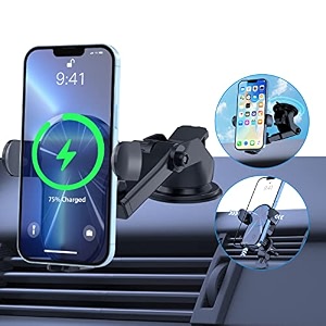 wireless car charger mount 15w qi fast charging car charger phone mount for windshield dashboard air vent auto clamping for iphone 1312 proxr samsung galaxy s21s20note 20google lg etc black