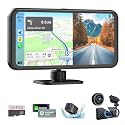 Wireless CarPlay with 4K Dash Cam Front, 6.25" Touch Screen Android Auto, Car Stereo with AirPlay & Android Cast, CarPlay Screen for Car, Loop Recording, GPS Navigation, FM/BT/AUX