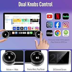 2k diamond dual knob android car stereo touch screen  101 inch display  4gb ram  64gb rom  quad core  wireless carplay amp android auto  frame  ahd rear camera-compatible with swift type 1