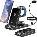 Wireless Charger for Samsung S25 with Clock 3 in1 Foldable Charging Station