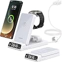Wireless Charger for Samsung S25 with Clock 3 in1 Foldable Charging Station