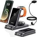 Wireless Charger for Samsung S25 with Clock 3 in1 Foldable Charging Station