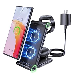 wireless charging station for samsungmankiw foldable 3 in 1 fast charger station for galaxy s24 s23 s22 s20 ultra z flip fold 543galaxy watch 6543buds