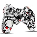 Wireless controller for PS3, this wireless game controller is compatible with PS3/PS2/PC/Smart TV, equipped with a 6-axis gyroscope, dual vibration motors, and a 450mAh battery(black, red and white)