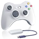 Wireless Controller for Xbox 360, 2.4GHZ Gamepad Joystick Controller Remote for PC Windows 7,8,10 with Receiver Adapter, White