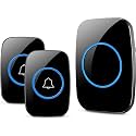 Wireless Doorbell 2 Buttons 1 Receiver Led Light 300 Meters Distance 60 Melodies Home Office Warehouse