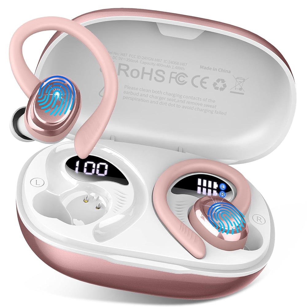 Cuffie Bluetooth 5.4 Drsaec – 56H, Stereo HiFi, 4 ENC Mic, IP7, Display LED, Touch Control, Per Sport E Chiamate