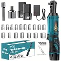 Wireless electric ratchet wrench set, brushless electric ratchet wrench, suitable for home and car repairs, a holiday gift for men, optional. (Battery 2+multiple accessories)