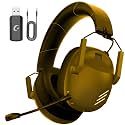 Wireless Gaming Headset for PS5, PS4, PC, NES, Bluetooth 5.3 Gaming Headsets Wireless with Noise Canceling Microphone, Gamer Headphones for Nintendo Switch, 50H Battery - Yellow