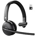 Dytole Wireless Headset with Mic for Work, Bluetooth Headset with Mic, AI Noise Cancelling, 65H Battery & Mute Function, Single-Ear Wireless Headset & USB Dongle, Fit for PC/Laptop/Teams/Call Center