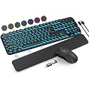 Wireless Keyboard and Mouse Backlit - Round Keycaps, Magnetic Wrist Rest