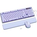 Wireless Keyboard and Mouse Combo - 9 Backlit Effects, Wrist Rest, Double-Shot Keycaps, Metal Panel, Long-Lasting Rechargeable, 2.4G Keyboard Mouse Set for Windows Mac PC Laptop – Sablute (Purple)