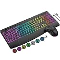 Wireless Keyboard and Mouse Combo, 10 Backlit Effects, 2.4GHz Rechargeable