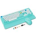 Wireless Keyboard and Mouse Combo, Blue, Round Keycaps, Magnetic Wrist Rest