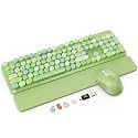 Wireless Keyboard Mouse Combo, Green, Round Keycaps, Magnetic Wrist Rest