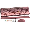 Wireless Keyboard and Mouse Combo, Magnetic Wrist Rest, Dusty Rose Ombre