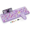 Wireless Keyboard and Mouse Combo, Purple, Round Keycaps, Tablet Holder