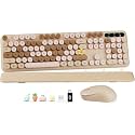 Wireless Keyboard and Mouse, Round Keycap, Magnetic Wrist Rest, Latte Beige