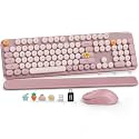 Wireless Keyboard and Mouse, Round Keycaps, Magnetic Wrist Rest, Dusty Rose