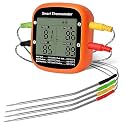 Wireless Meat Thermometer Digital, Smart Meat Thermometer with Large LCD Backlit Display, with APP Control Timer Alarm, for BBQ Grill Oven Kitchen Outdoor Cooking (4 Probes)