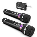 Wireless Microphone, Rechargeable Wireless Microphones with One-to-One Chip Connection and LED Lights, 40H Duration, 200FT Range Receiving, Less Latency Karaoke Microphone for Singing, Speech, Party