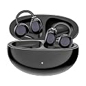 Wireless Open Ear Buds with 60H Battery, 12mm Custom Drivers, Spatial Audio, Premium Leather Dual Form Design, Low Latency, Quad Mic ENC, Ambient Awareness, IPX5 (Black)