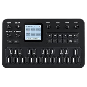 wireless portable fm synthesizer with built-in speaker and battery 6 operators 32 algorithms 128 preset sounds tft display screen 6 built-in effects arpeggiator 16-step sequencer black