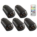 Wireless Solar Cab Lights for Truck, 5PCS Wireless Roof LED Marker Lights, Waterproof LED Solar Cab Light for Truck with Remote, No Drill Car Roofs Top Marker Compatible Semi, Pickup, Van, RV (E#)