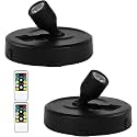 Wireless Spotlight Battery Operated, 2-Pack Tap Closet Light LED Puck Lights with Remote, Stick on Artwork Lighting with Rotatable Head for Wall Entrance Hallway Basement Artwork Decorative