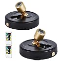 Wireless Spotlight Battery Operated, Tap Closet Light LED Puck Lights with Remote, 2-Pack Stick on Artwork Lighting with Rotatable Head for Wall Entrance Hallway Basement Artwork Decorative