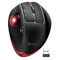 Wireless Trackball Mouse, Adjustable Angle, Rechargeable, Backlit-Red Ball