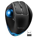 MAM1 Pro Wireless Trackball Mouse, Ergonomic Bluetooth Rechargeable Computer Mouse, Backlit Rollerball Thumb mice with 5 Level DPI, Adjustable Angle, 3 Devices Connection for PC, Windows - Blue Ball