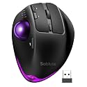 Wireless Trackball Mouse, Adjustable Angle Rechargeable Backlit-Purple Ball