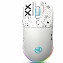 Wirelss Gaming Mouse,USB-C Rechargeable Computer Mice with Silent,6 Macro Buttons,Ergonomic Design,Adjustable DPI,6 RGB LED Modes for PC/Mac/Laptop,White