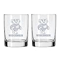 Wisconsin Badgers Satin Finish Rock Glass Set of 2 14oz