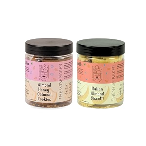 the wise baker39s handmade almond honey oatmeal cookies 200g amp italian almond biscotti 150g combo tea snack fresh crunchy healthy amp tasty cookies-biscotti combo 15 cookies  20 biscotti