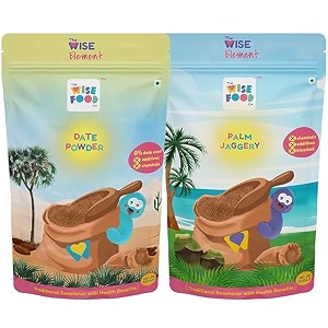 wise food - healthy sugar combo date powder amp palm jaggery  no chemicals  no additives  rich in natural fiber and minerals  palm sugar date sugar healthy sugar combo 400g